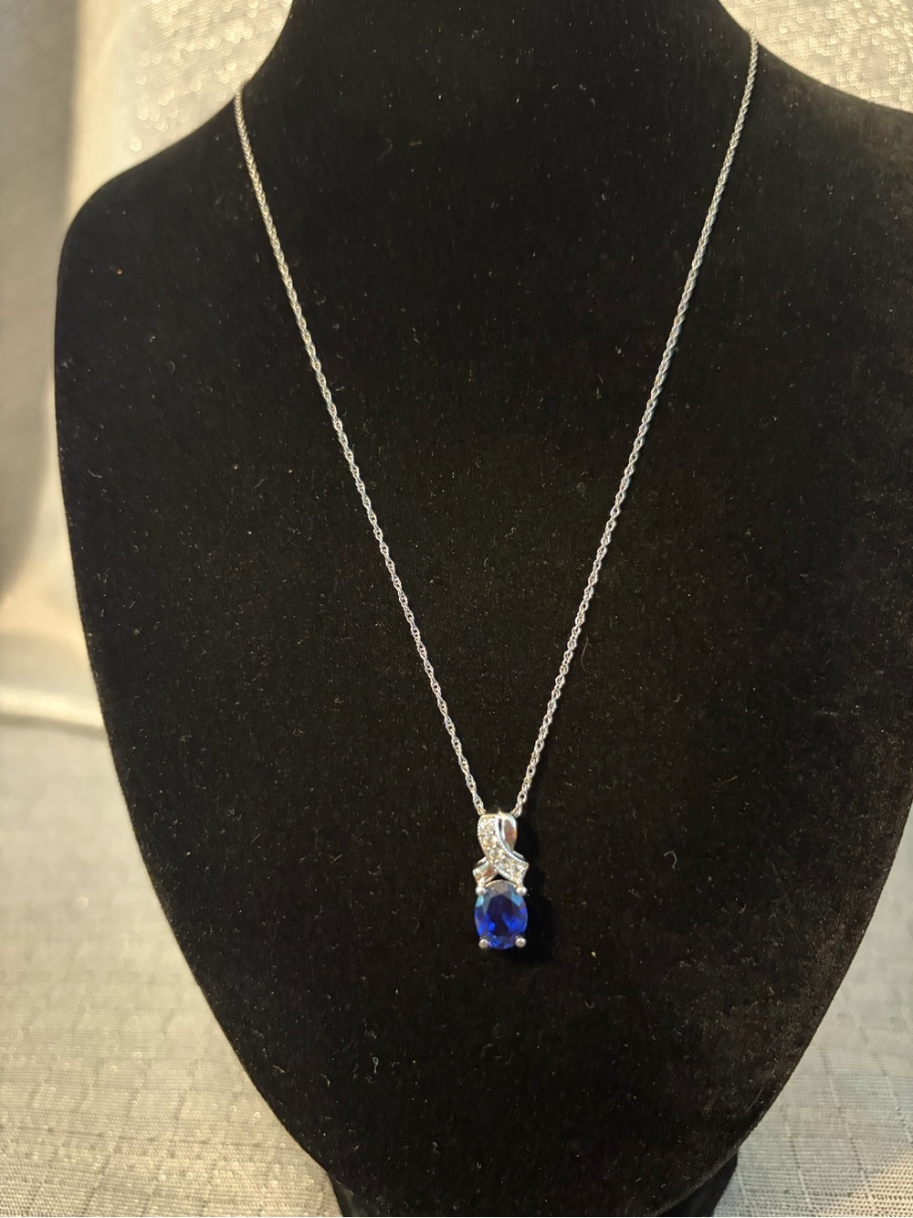 Helzberg Diamonds Sterling Silver Sapphire-Blue Pendant Necklace